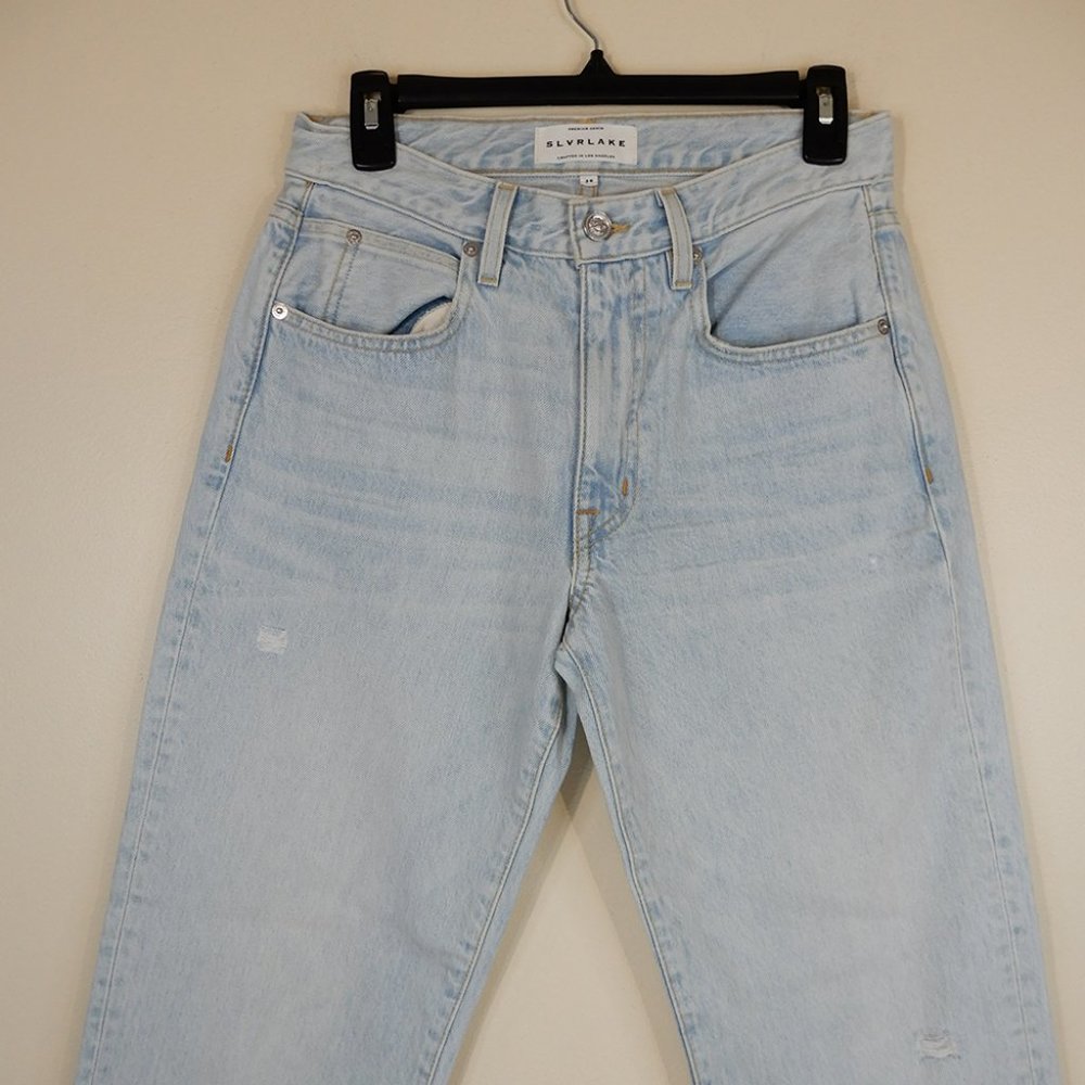 SLVRLAKE Sophie Crop JEANS Size 26 Straight Leg Light Blue Love Song NEW $319 - Picture 6 of 11